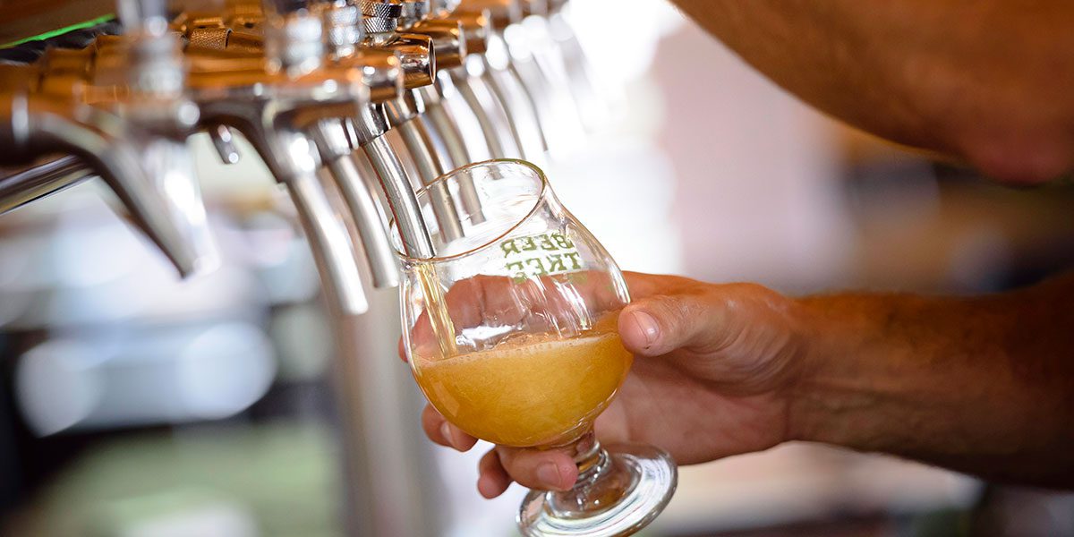 Pouring draft beer