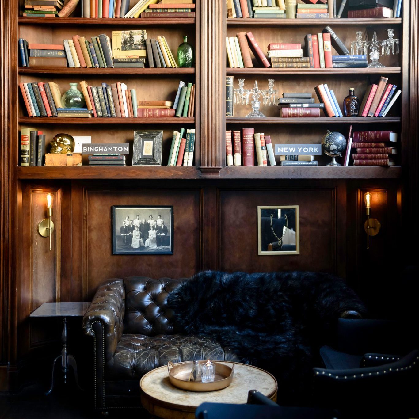 Library with vintage furniture