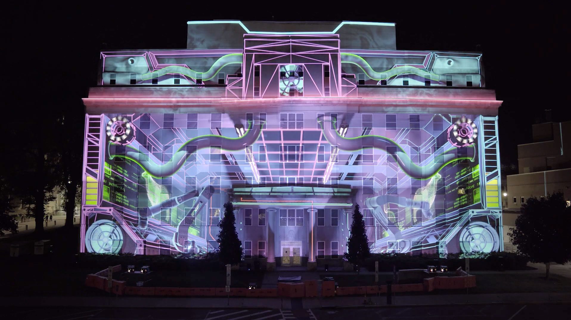 Digital animation projected on a building