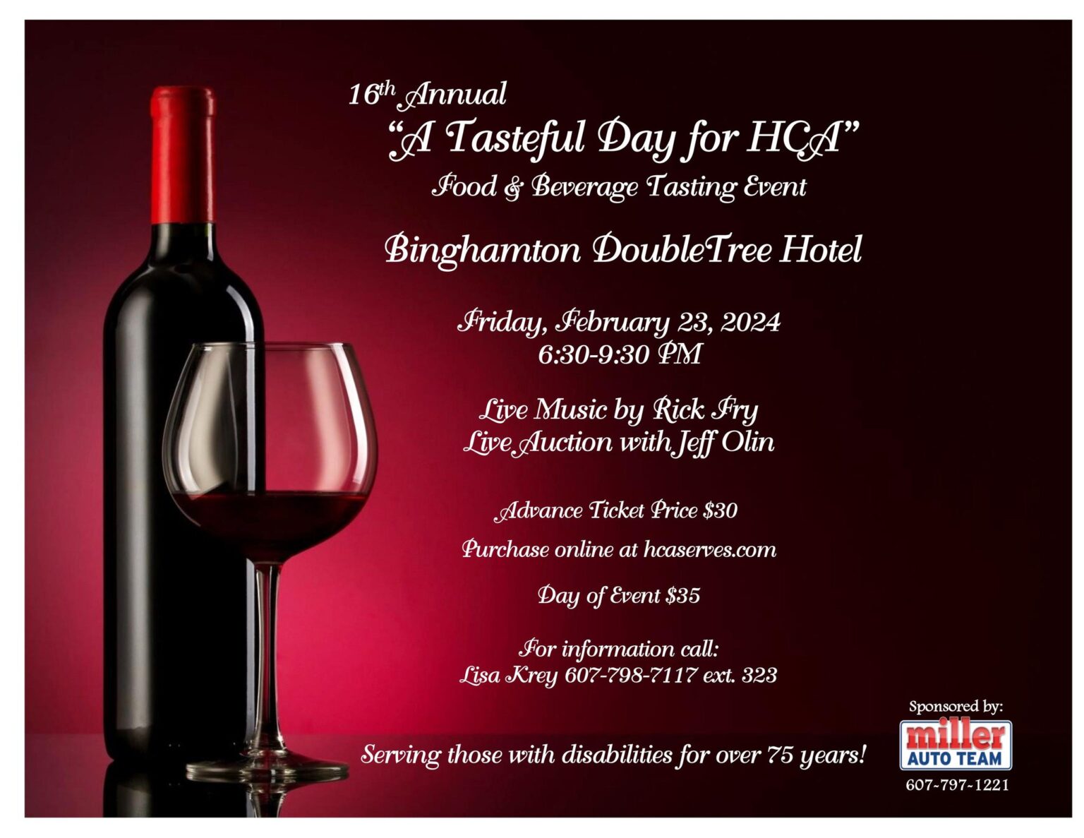 A Tasteful Day for HCA Presented by Miller Auto Team Visit Binghamton